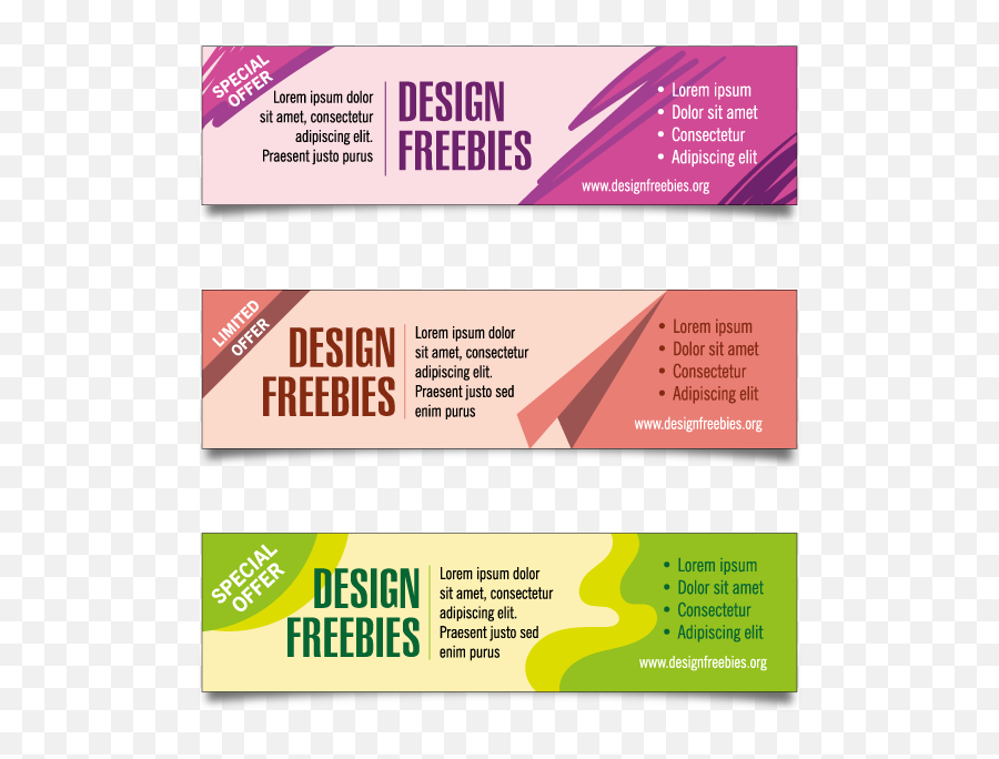 Free Set Of 3 Web Vector Banners Designfreebies - Orange Png,Vector Banner Png