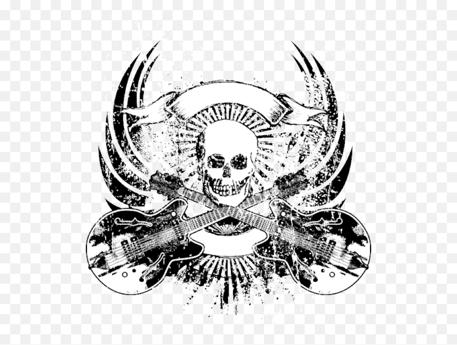 Skull Guitar Emblem Psd Official Psds - Rock Music Skull Logo Png,Guitar Logo