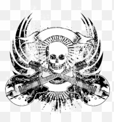 Skull Guitar Emblem Psd Official Psds - Rock Music Skull Logo Png,Guitar Logo