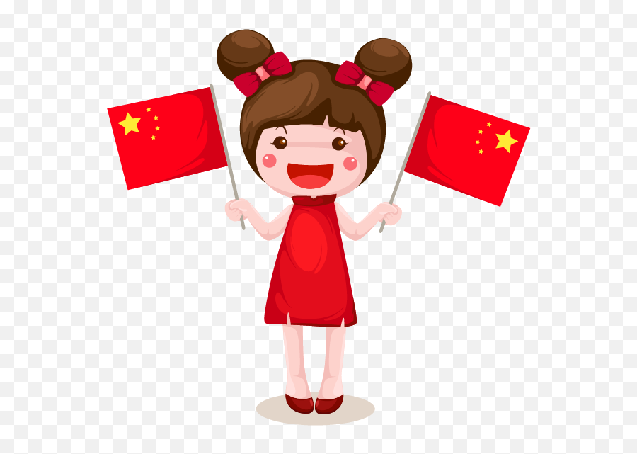 Download Chinese Kids Clipart Png - Chinese With Flag Cartoon,Chinese Flag Png