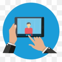Download Full Size Of Virtual Meeting Blue Icon Png Play - Transparent Image Png