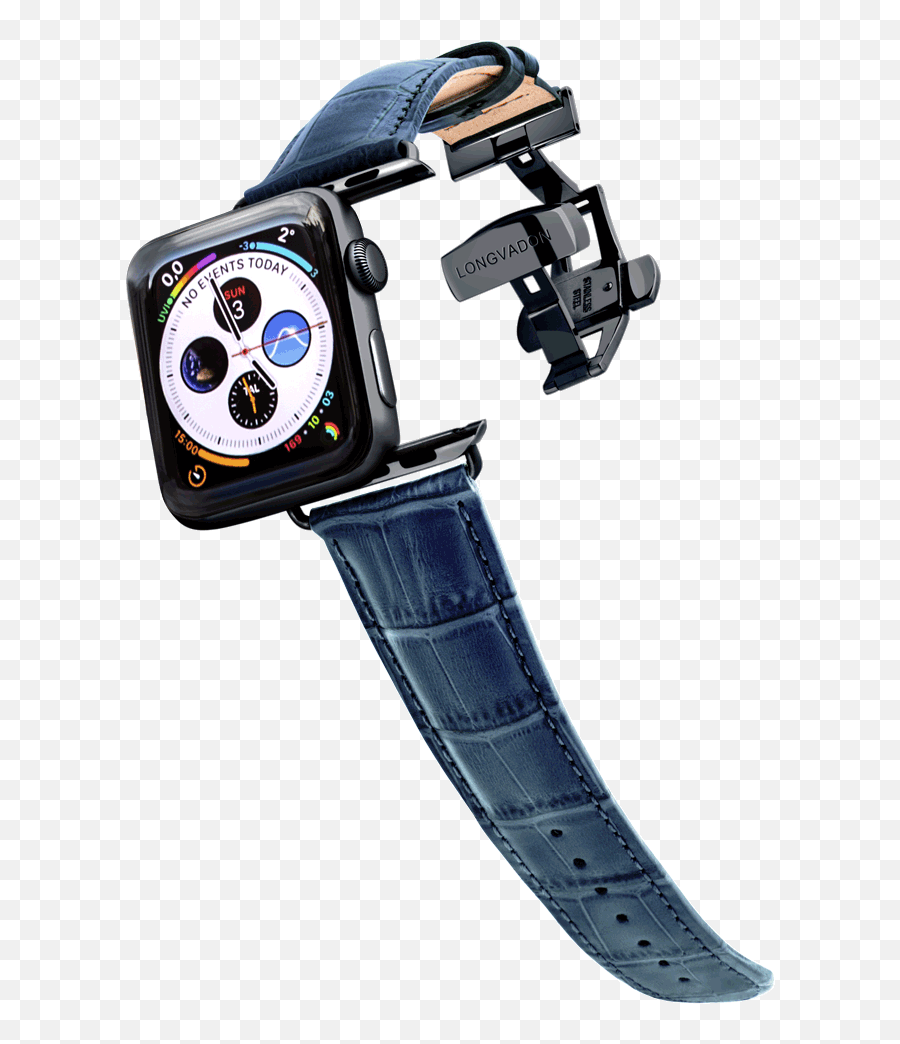 Menu0027s Navy Blue W Black Details - Nice Apple Watch Bands Blue Leather Png,Where Is The Icon On The Apple Watch