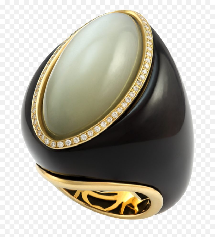 18kt Yellow Gold Ring With Moonstone Diamonds And Uphondo - Ring Png,Gold Ring Png