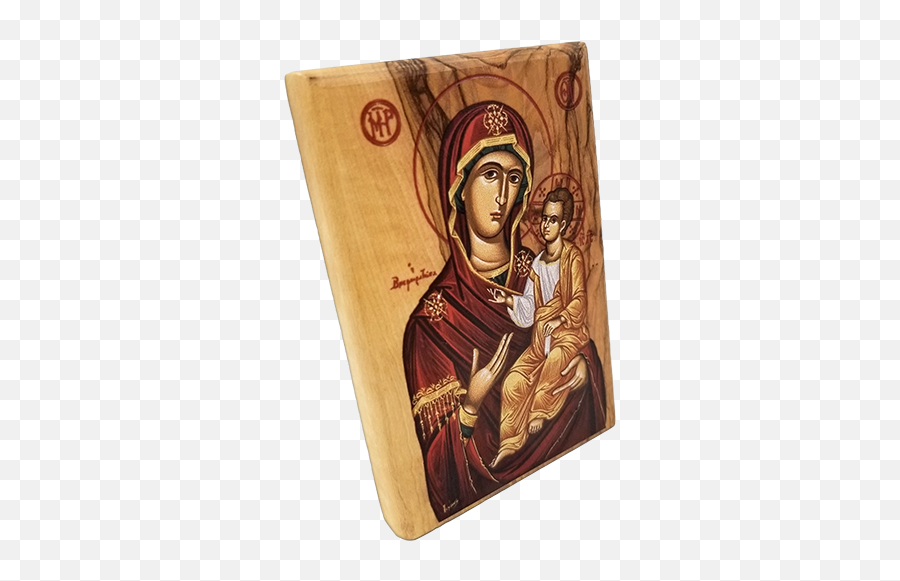 Virgin Mary Of Jerusalem Olive Wood Color Icon - Religious Item Png,Icon Montlar