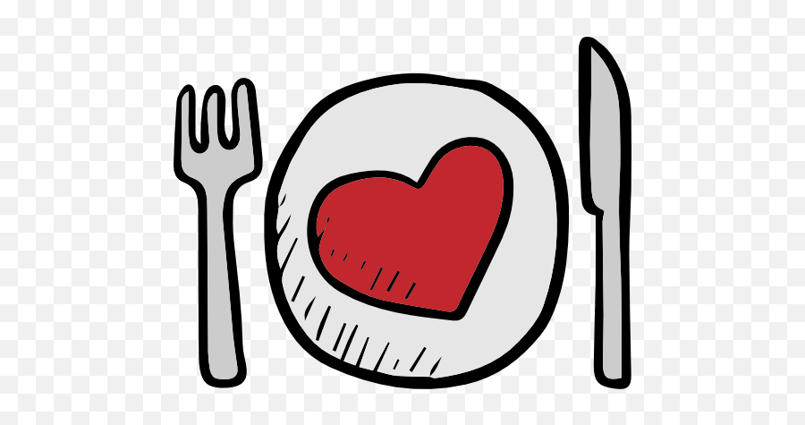 Valentines Day Dish Cutlery Plate Restaurant Tools And - Cartoon Fork And Knife Clip Art Png,Fork And Knife Icon Png