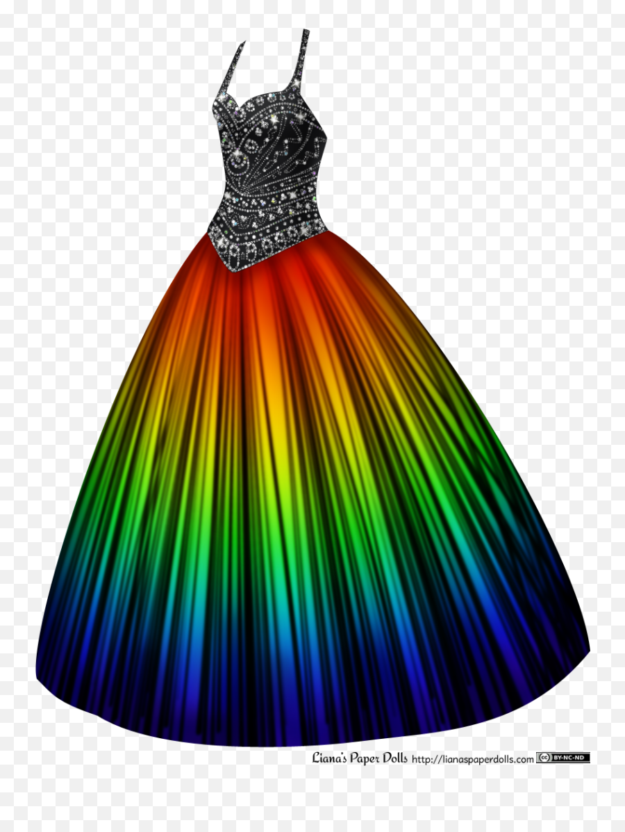 Rainbow Ball Gown With Rhinestones Lianau0027s Paper Dolls - Rainbow Ballgown Png,Prom Dress Png
