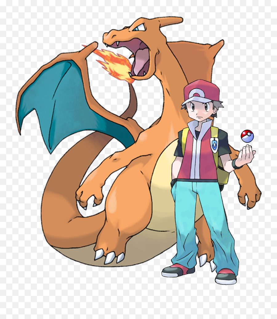 Red And Charizard Png Image With No - Pokemon Trainer Png,Charizard Png