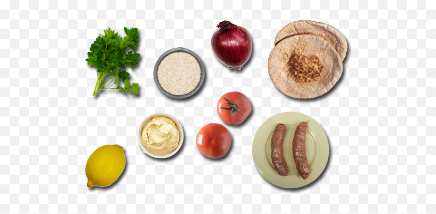 Grilled Sausages With Hummus U0026 Fresh Homemade Tabbouleh - Natural Foods Png,Hummus Png