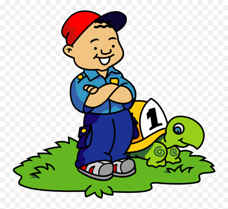 Boy And Turtle - Clip Art Png,Turtle Clipart Png