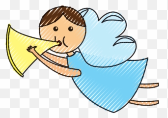 Angel Con Trompeta Vector - Animado En El Pesebre png