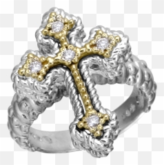 Vahan Sterling Silver And 14k Yellow Gold Cross Ring - 51910105 Engagement png