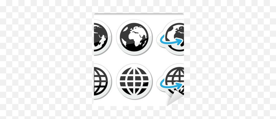 Wall Mural Globe Earth Vector Icons Set With Reflection - Shape Of Earth Vector Png,Reflection Icon