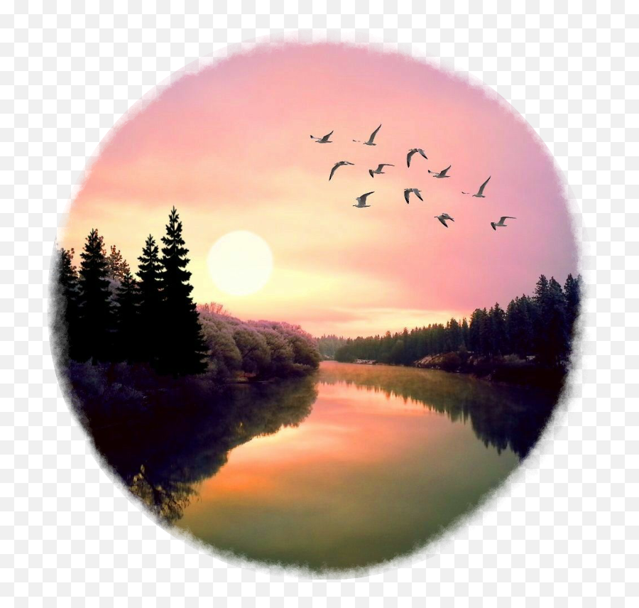 Sunset Clipart River - Reflection Transparent Cartoon River With Sunset Clipart Png,River Transparent Background