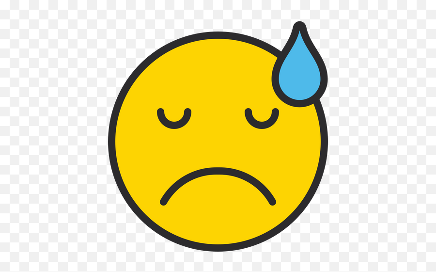 Downcast Face With Sweat Emoji Icon Of Colored Outline Style - Smiley Png,Sweat Emoji Png