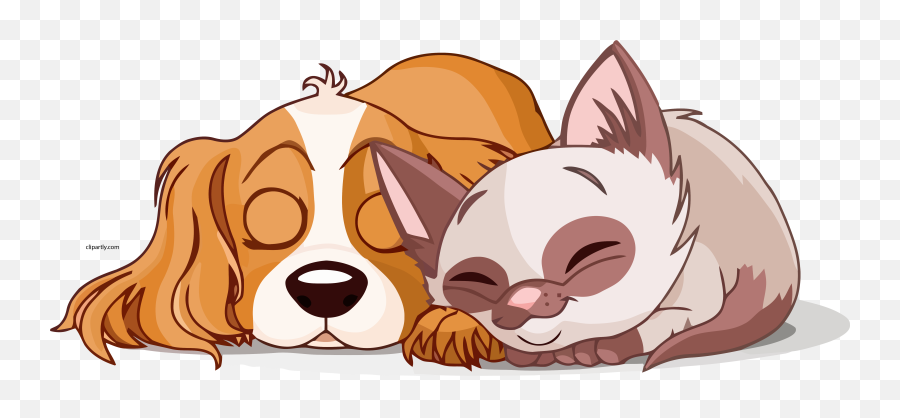 Sleeping Friend Dog And Cat Clipart Png - Adopt Dont Shop Illustration,Dog And Cat Png