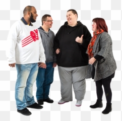 Four People Standing Together Talking - 5 png