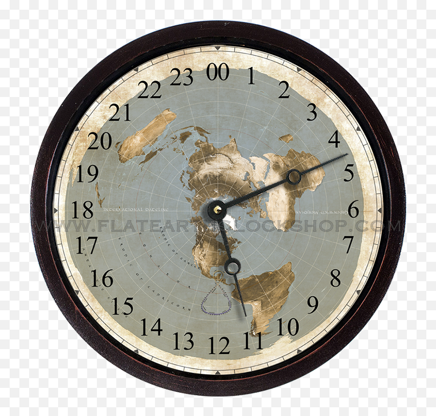 Flat Earth Map 24 Hour Wall Clock Png