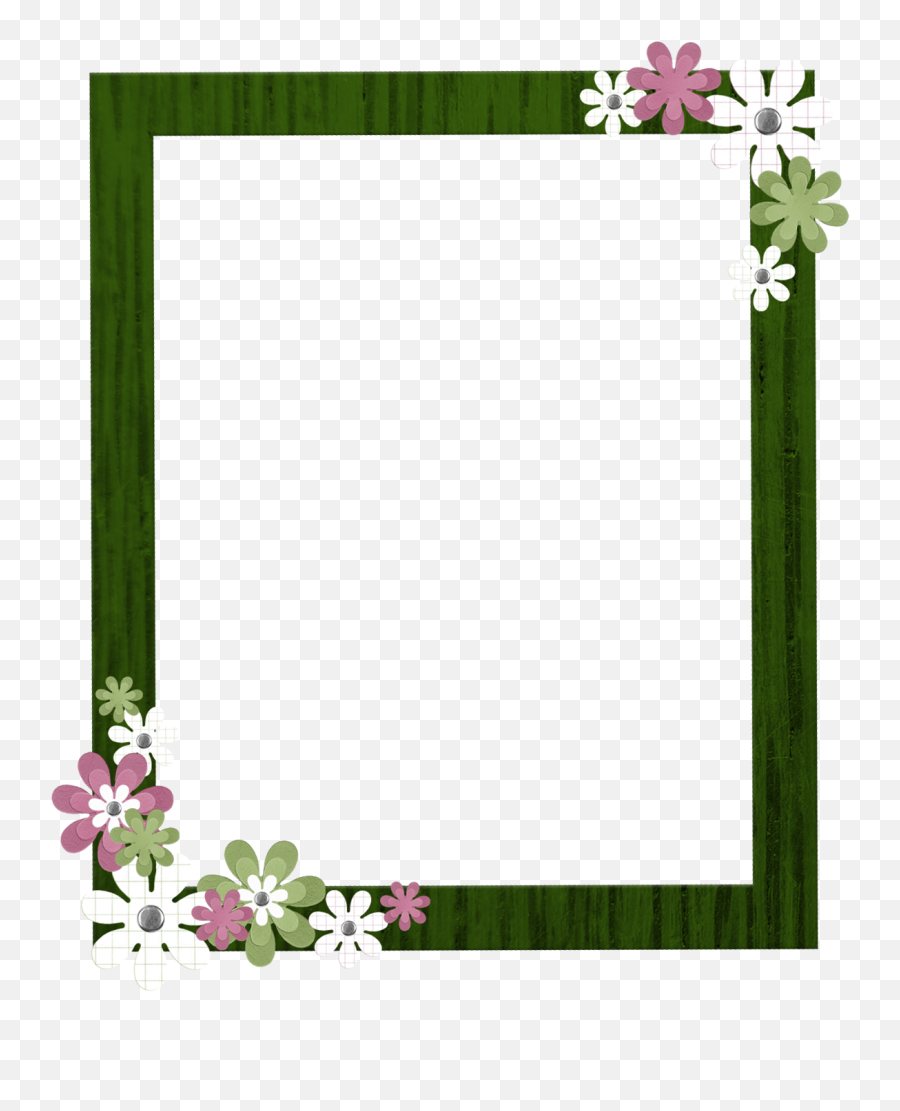 Download Green Border Frame Png Clipart - Free Transparent Frame Flower Border Clipart Png,Wooden Frame Png
