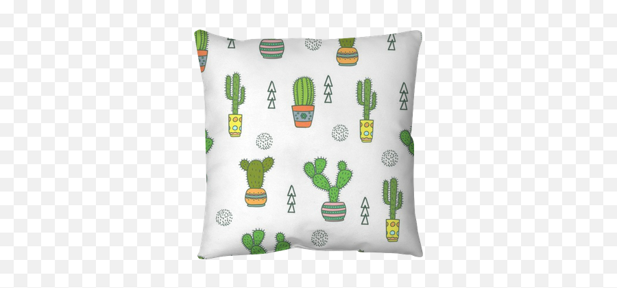 Cactus Seamless Pattern Doodle Colorful Flowers In Pots Vector Background With Cute Throw Pillow U2022 Pixers - We Live To Change Motivasyon Doodles Kaktüs Png,Cactus Transparent Background