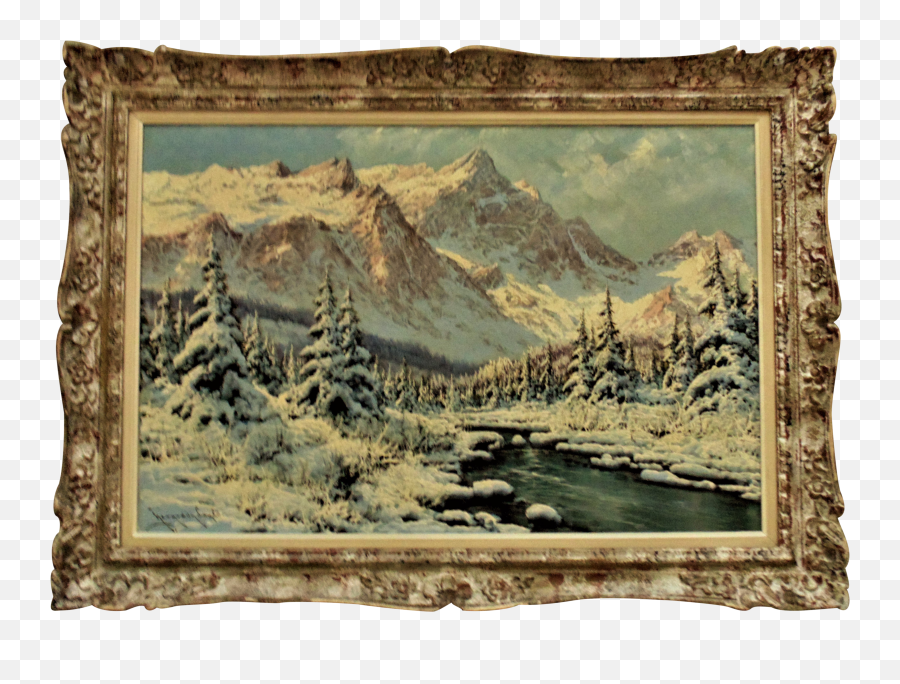 Landscape Painting Oil - Picture Frame Png,Snowy Mountain Png