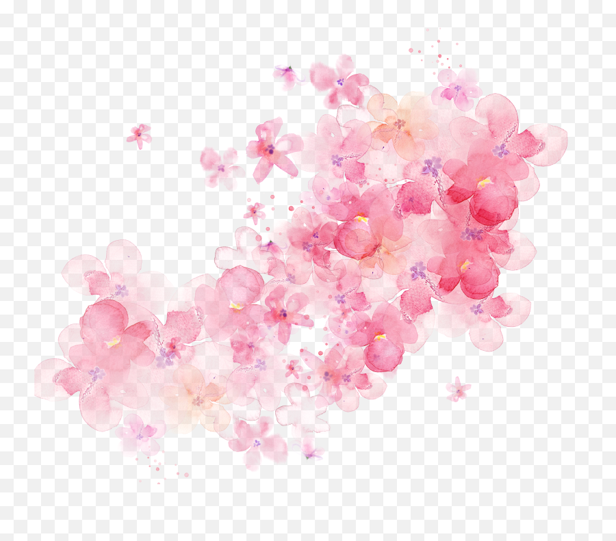 Flower Watercolor Painting Flowers Shading Pink Png