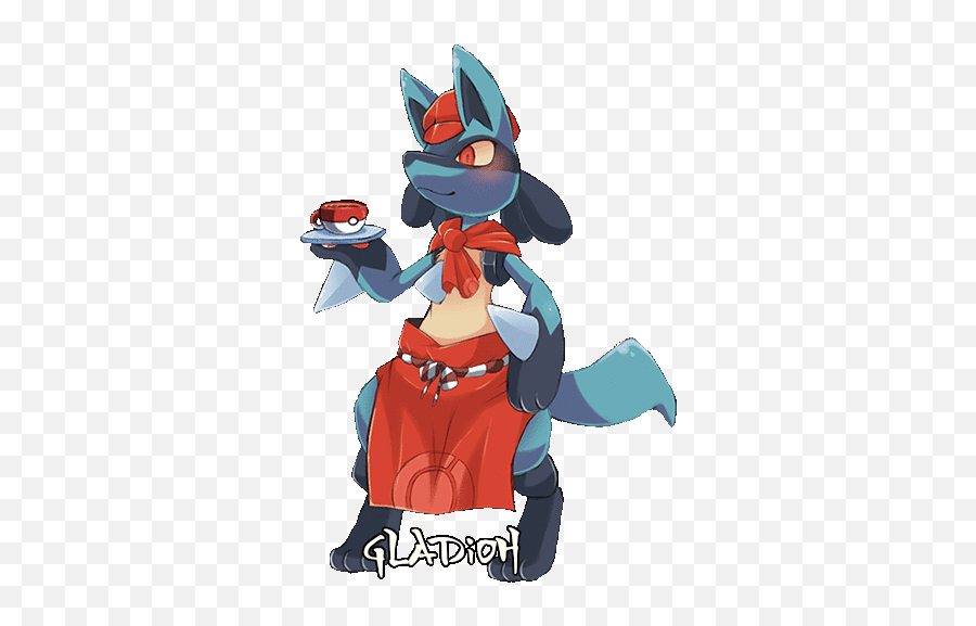 Gif Cafe Lucario By Gladioh - Fur Affinity Dot Net Pokemon Cafe Mix Lucario Gif Png,Lucario Transparent