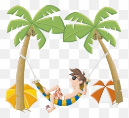 Cartoon Beach Clip Art - Vaca Animada Acostada En Una Hamaca Holiday Png,Vaca Png