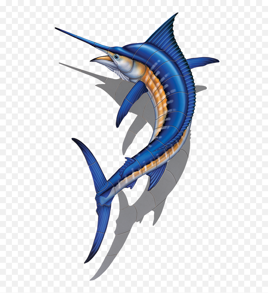 Porcelain Marlin Mosaic With Shadow - Blue Marlins Fish Drawing Png,Marlin Png