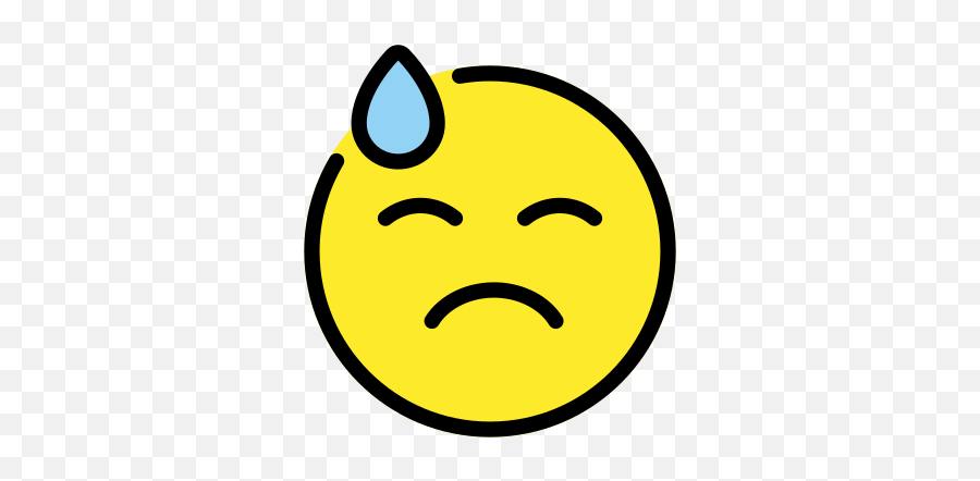 Downcast Face With Sweat Emoji Png Icon