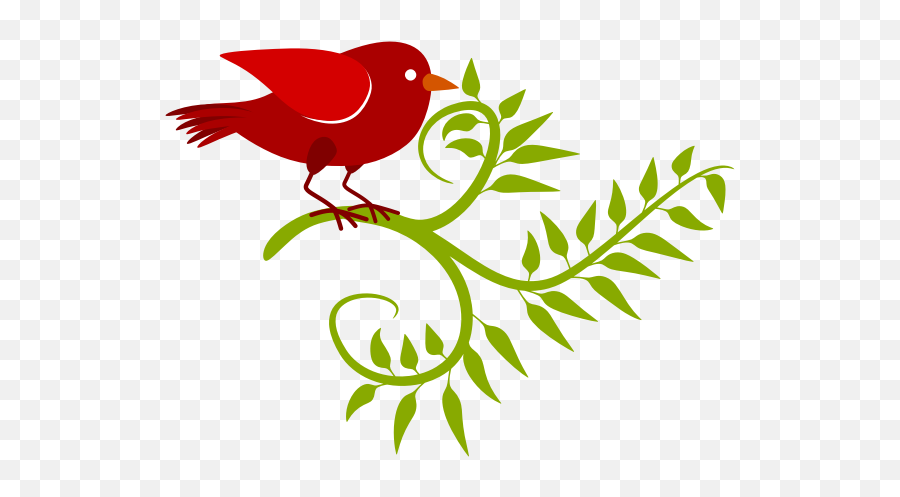 Red Bird In A Branch Free Svg Png
