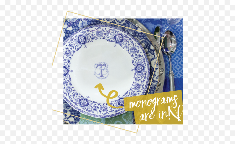 Gien Monogram I Plate - Blue And White Porcelain Png,Place Setting Png