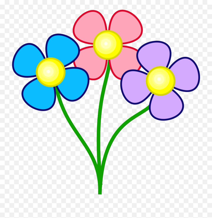 Three Colorful Flowers Svg Vector - Pretty Flowers Clip Art Png,Colorful Flowers Png