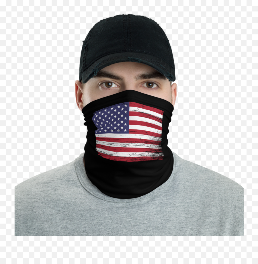 Black Distressed Usa Flag Neck Gaiter - Tapabocas Para Hombres Con Barba Png,Usa Flag Transparent