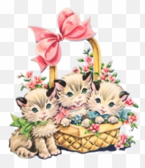 Free Kitten Transparent Download Clip Art - Vintage Kitten Clipart Png,Kitten Transparent
