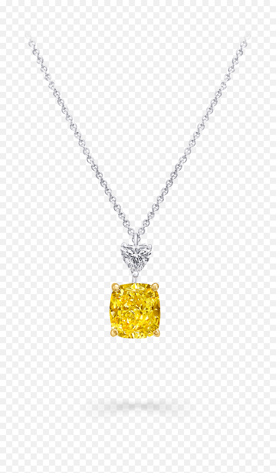 Cushion Cut Yellow U0026 White Diamond Pendant Classic Graff Png