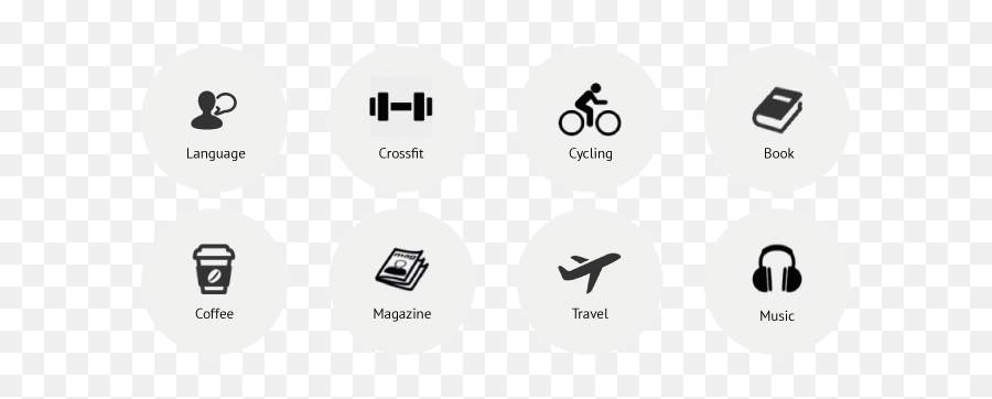 Set of hobby icon. Hobbies for children or people at home and outdoors.  Sports, reading, drawing,