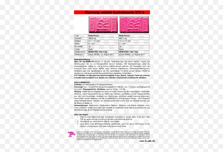 Drugsdataorg Formely Ecstasydata Test Details Result Pink Rolls Royce Pill Png - royce Logo