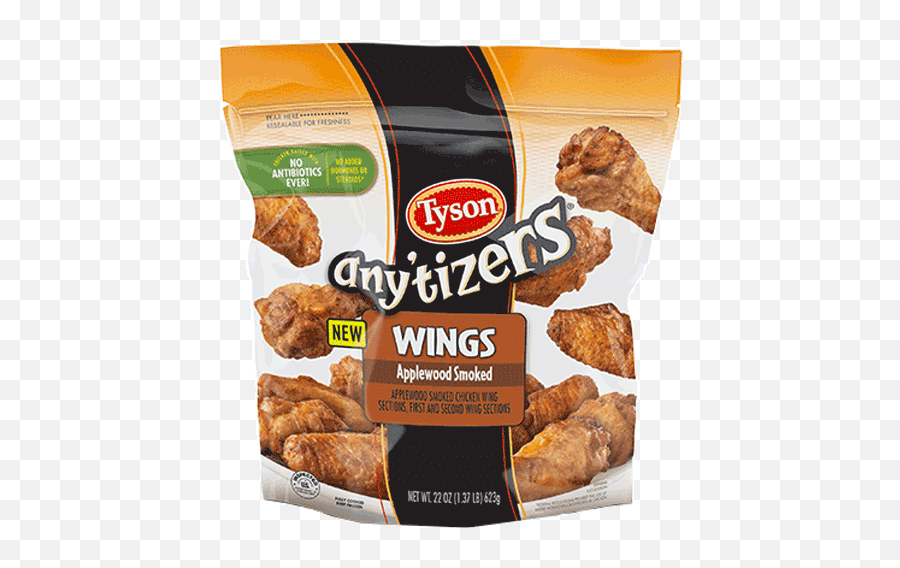 Anyu0027tizers Applewood Smoked Chicken Wings Tyson Brand - Any Tizers Chicken Chips Png,Hot Wings Png