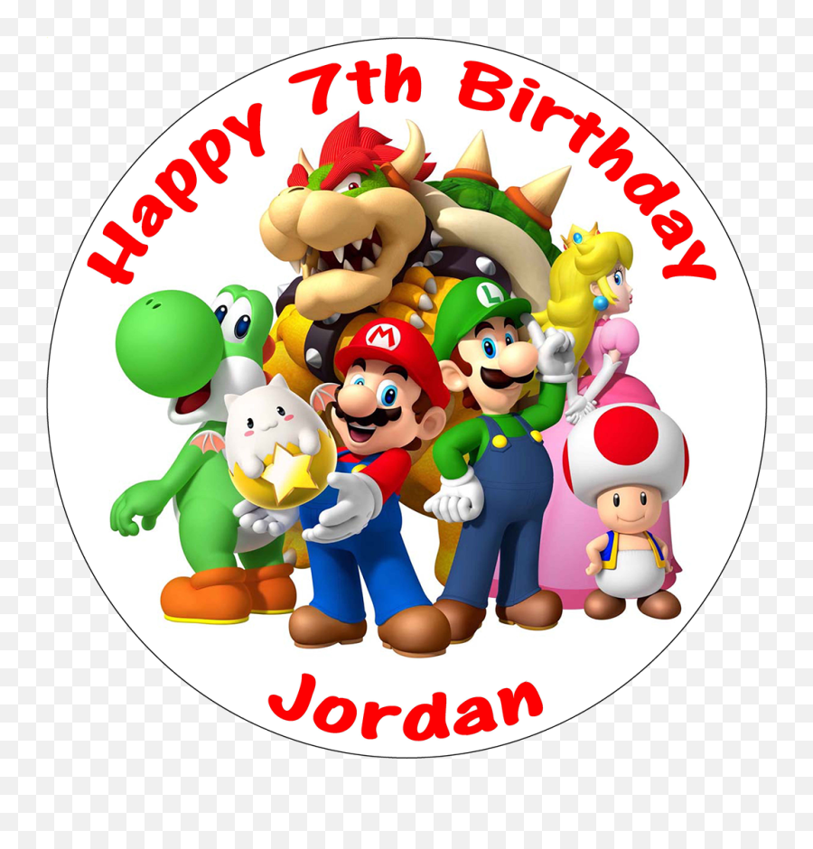 Super Mario Bros Personalised Birthday Cake Edible Topper - Super Mario Png,Paper Mario Transparent