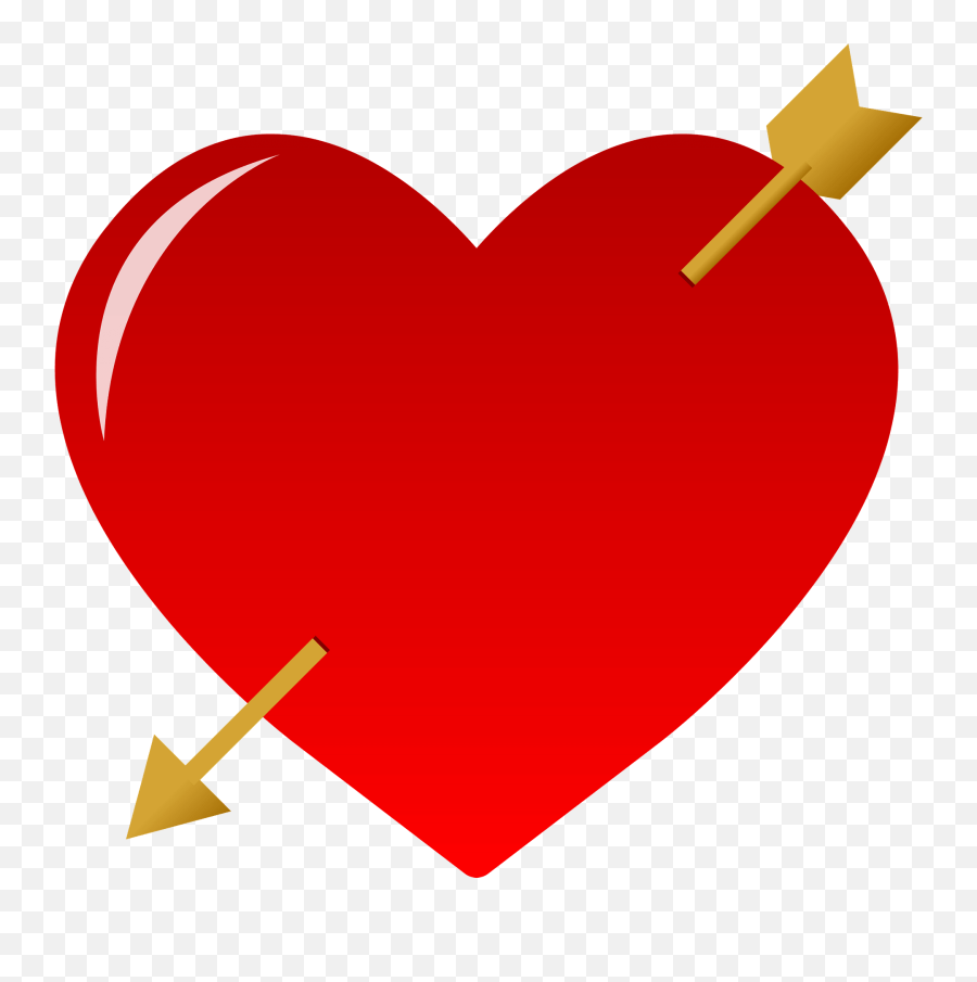 Heart With An Arrow Through It Clipart - Red Heart Png,Heart Arrow Png