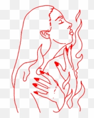 Download Aesthetic Art Girl Woman - Aesthetic Girl Outline Png,Woman Hand Png