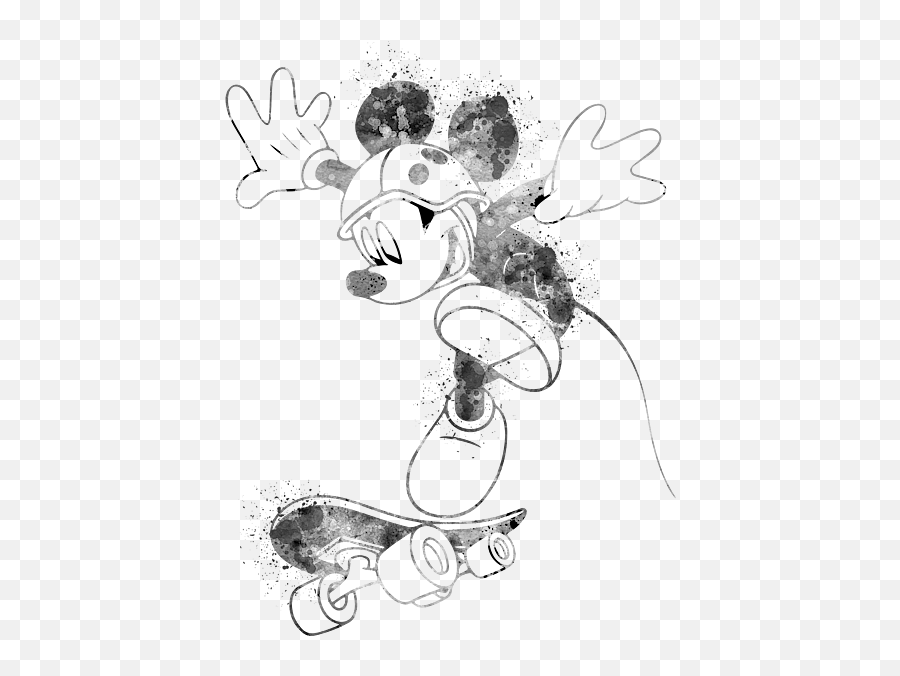 Mickey Mouse Skateboard T - Shirt For Sale By Mihaela Pater Mickey Mouse Skateboarding Png,Mickey Mouse Icon Ornament
