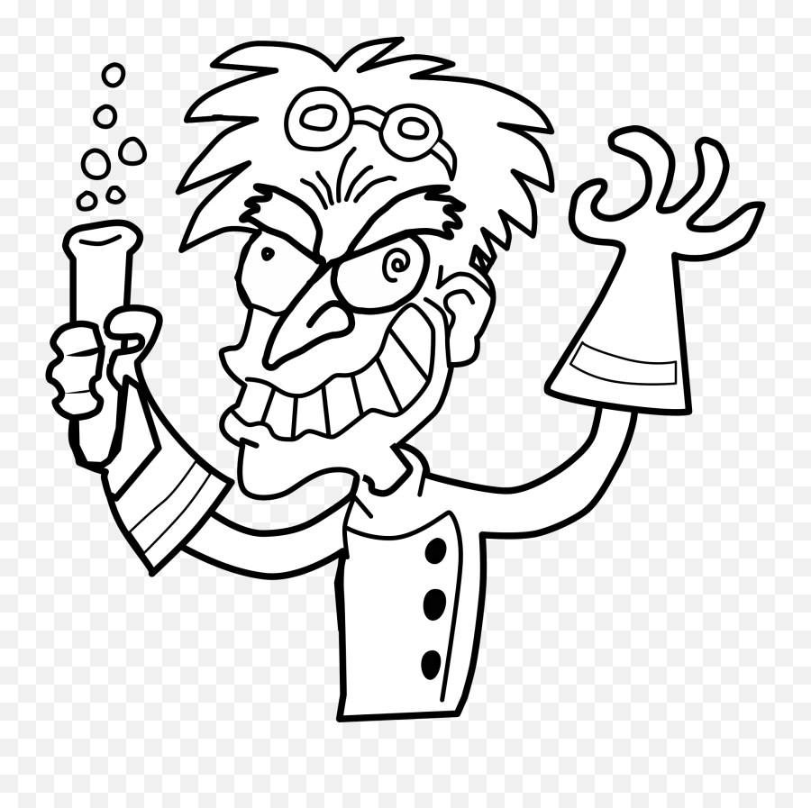 Mad Scientist Png Black And White - Easy Mad Scientist Drawing,Mad Png