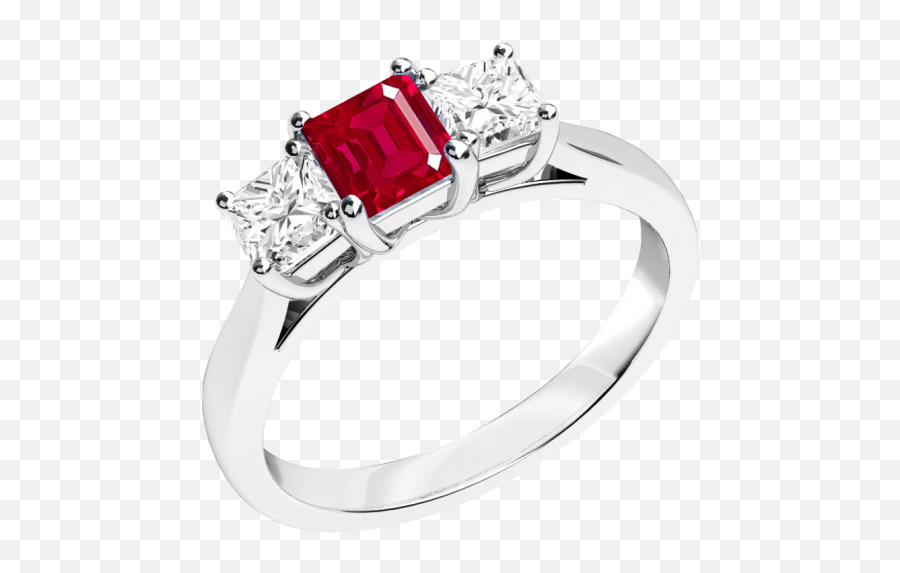 Pdr462w - A Classic Three Stone Ruby U0026 Diamond Ring In 18ct White Gold Yellow Gold Sapphire And Diamond Ring Png,Engagement Ring Png
