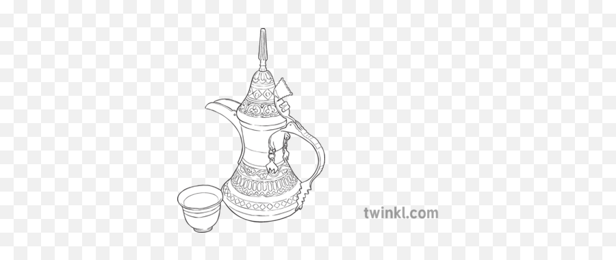 Arabic Coffee Pot Black And White - Arabic Coffee Black And White Png,Coffee Pot Png