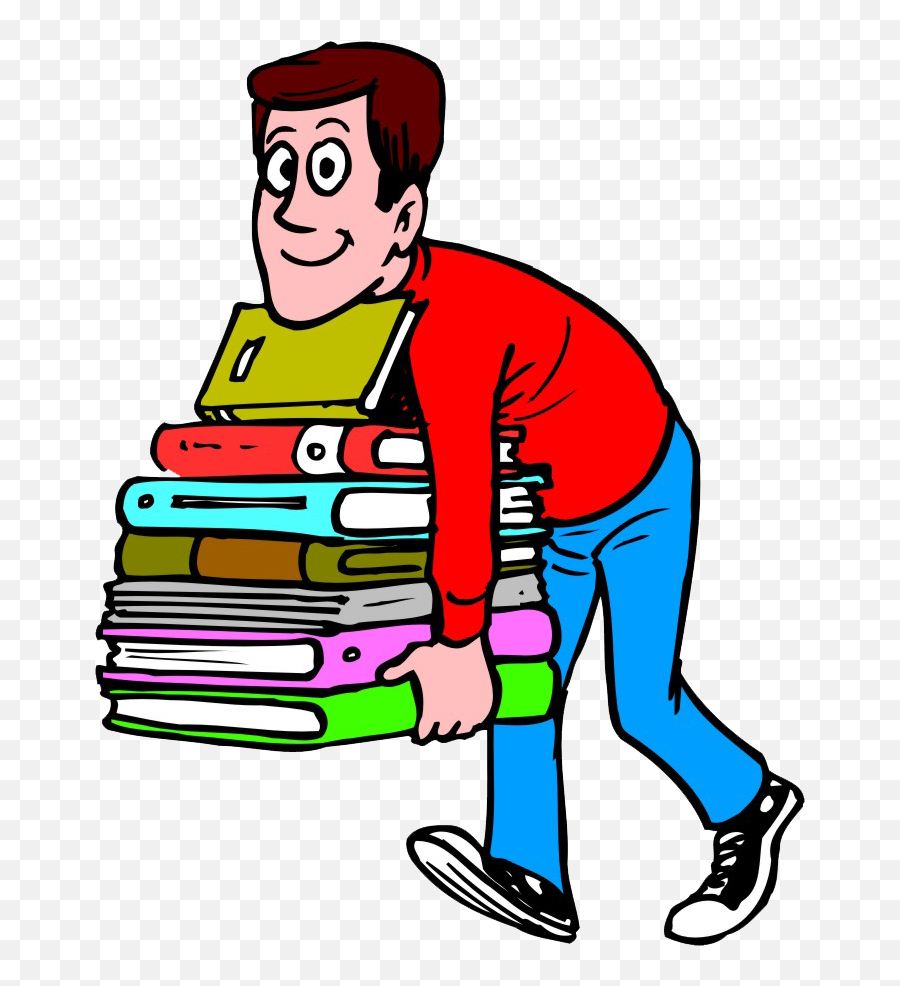 Image Result For Cartoon Of Male Librarian Carrying - Heavy Male Librarian Clipart Png,Heavy Png