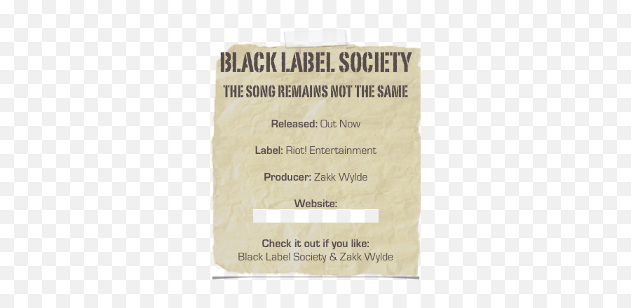 Black Label Society - The Song Remains Not The Same Parabellum Png,Black Label Society Logo
