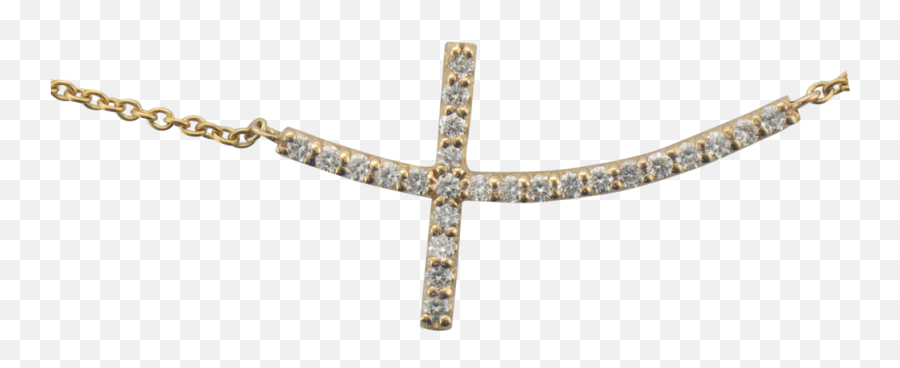 14k Yellow Gold Sideways Cross Diamond Necklace U2014 Scottsdale Fine Jewelers - Chain Png,Diamond Chain Png