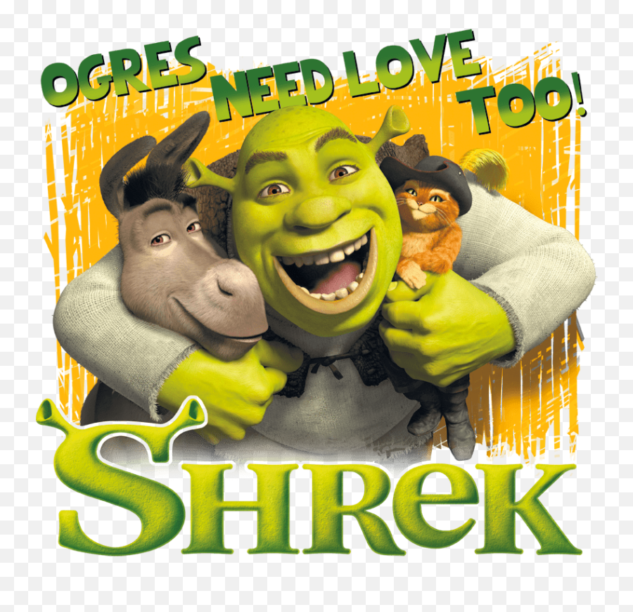 Shrek Ogres Need Love Menu0027s Tall Fit T - Shirt Shrek Puss And Donkey Png,Shrek Head Png