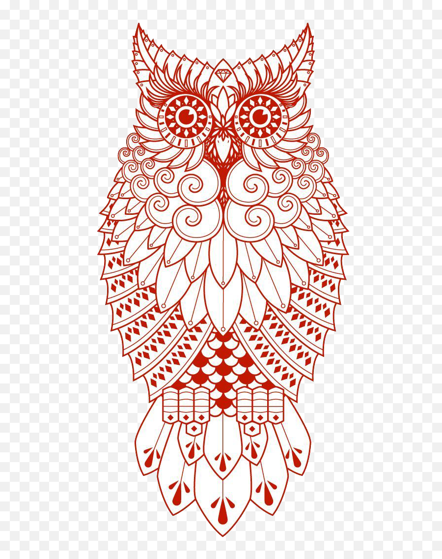 Download Owl Drawing Red Tattoo Png File Hd Clipart Free - Gambar Pola Ukir Pvc,Ovo Icon